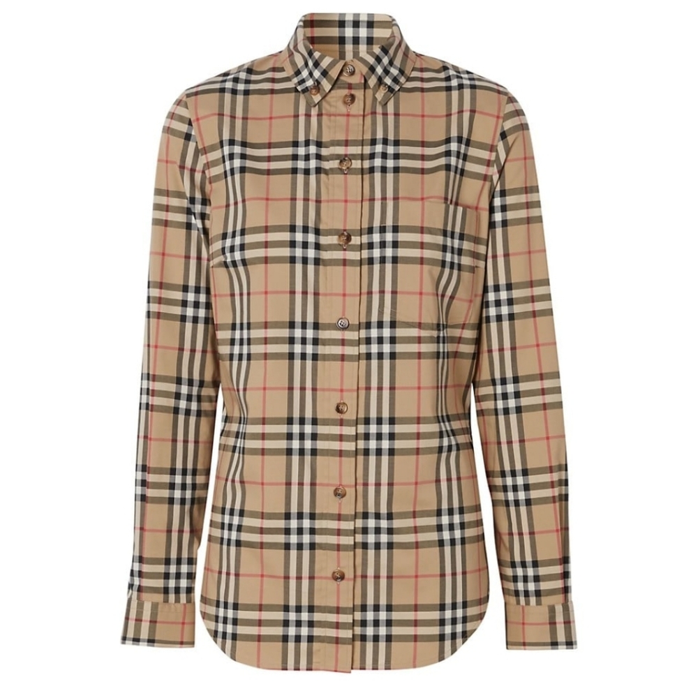 Authentic Burberry plaid button down shirt